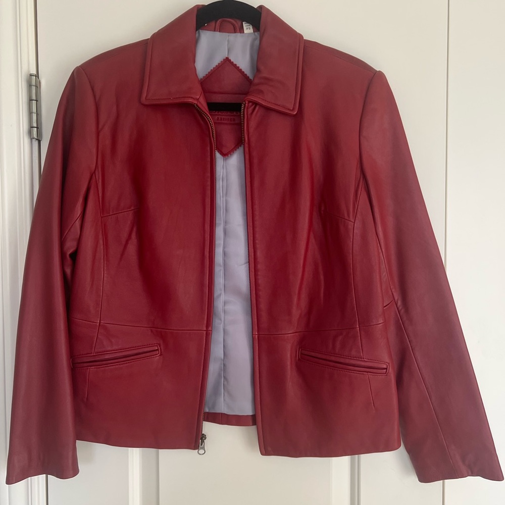 Vintage Women's Red Lamb Skin Leather Jacket